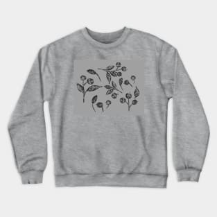 Winter snow-covered berries. Hand drawn watercolor blueberries and leaves clipart on grey background. Perfect for greeting card, postcard, poster, logo, textile, fabric, packaging, wrapping paper. Crewneck Sweatshirt